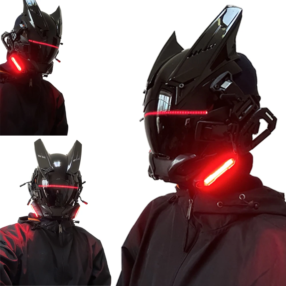 

Cyberpunk Mask Cosplay Futuristic Cool Technology Led Helmet Mechanical Style Science Fiction Halloween Party Gift