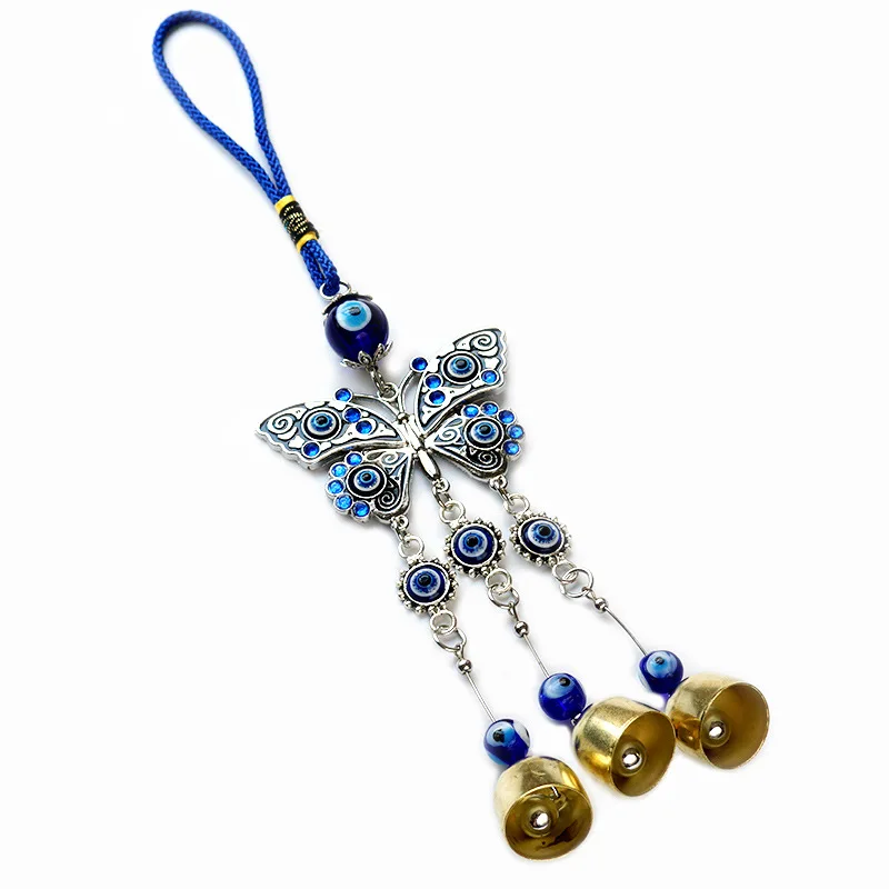 

Turkish Glass Eye Amulet Butterfly Ornament Evil Eyes Windchime Wind Bells Pendant Dream catcher Hanging Car Decor