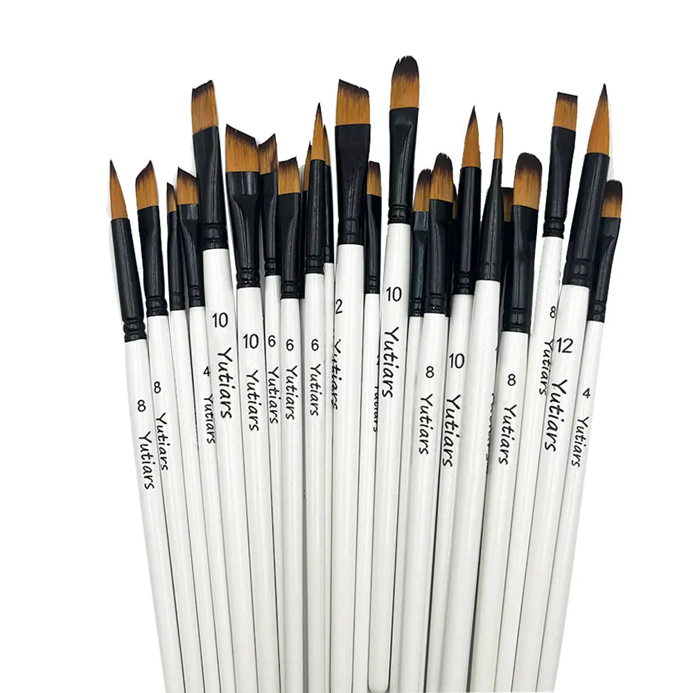 24/6pcs Artist Paint Brushes Set Nylon Tips Artist Paint Brushes For Acrylic Oil Watercolor Acrylic Painting Body Face Rock Art 3
