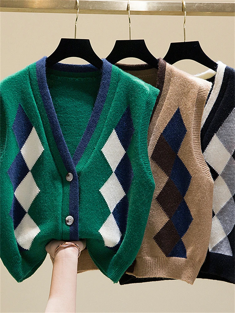 Winter Women Knitted Vest Sweater Oversize Girls Sweater Woman Cashmere Tops Sleeveless Tank Pullover Fall Maxi Vintage Y2k