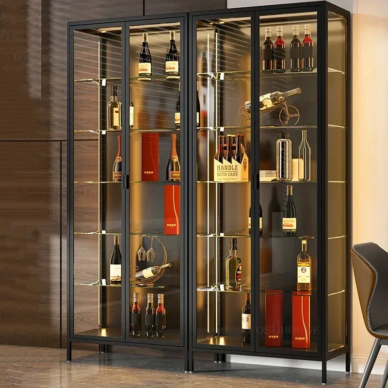Italian Light Luxury Wine Cabinets for Living Room Glass Door Display Cabinet Minimalist High-end Sense Showcase Bar Furniture