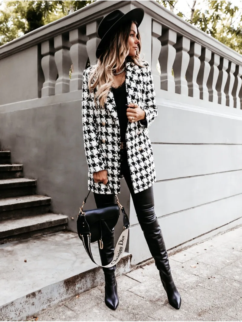 Women's New Sexy Fashion Vacation Style Casual Commuting Street Style Long Sleeved Suit Collar Double Breasted Coat Coat