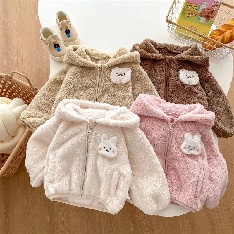 Children's Autumn Winter Coat New Hooded and Velvet Warm Thick Cotton Jacket Kids Outerwear Hoody for Boy Girl