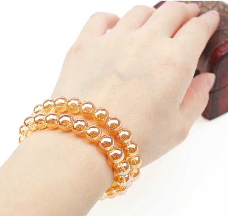 

Anti-knife Scratch Glass Beads Buddha Beads High-grade Champagne Transparent Imitation Crystal Bracelet Love Family Gift Jewelry
