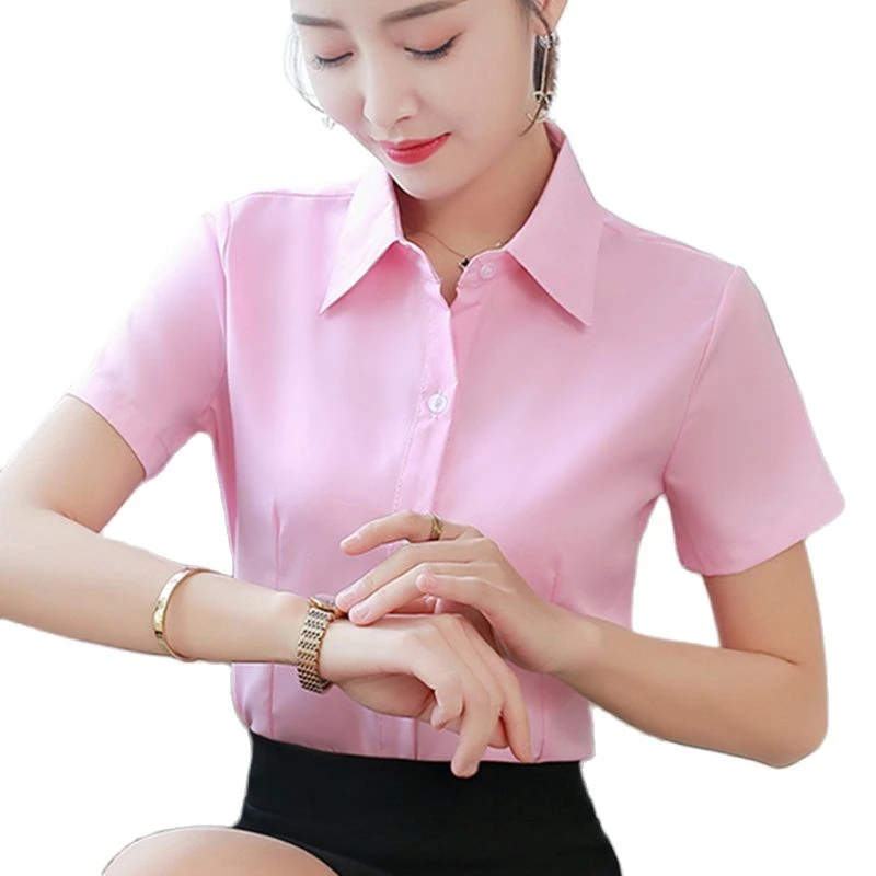 韓国 女性のピンクの半袖コットンブラウス トップとブラウス 韓国スタイル 夏 シャツ Aliexpress