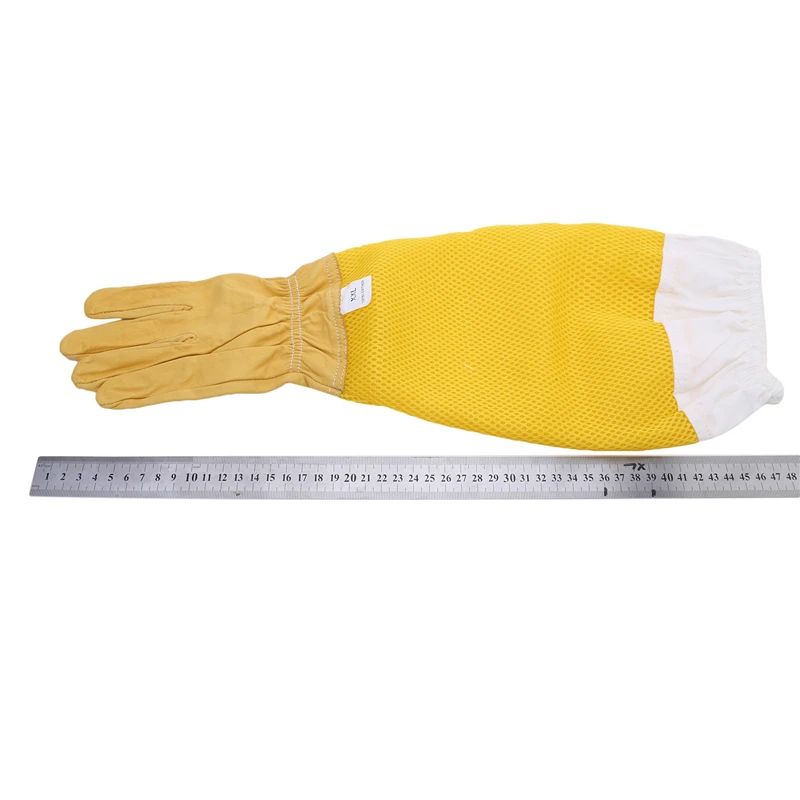 Outdoor Sheepskin Breathable Mesh Bee Glove Mitten Ventilated Professional Anti Bee For Apiculture Beekeeper Beehive Supplies