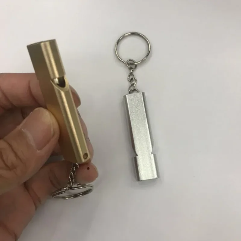Survival Whistle Metal Whistle Dual Frequency Survival Whistle Flat Metal Whistle for Outdoor Hiking Climbing Emergence Cheerleading Souvenirs