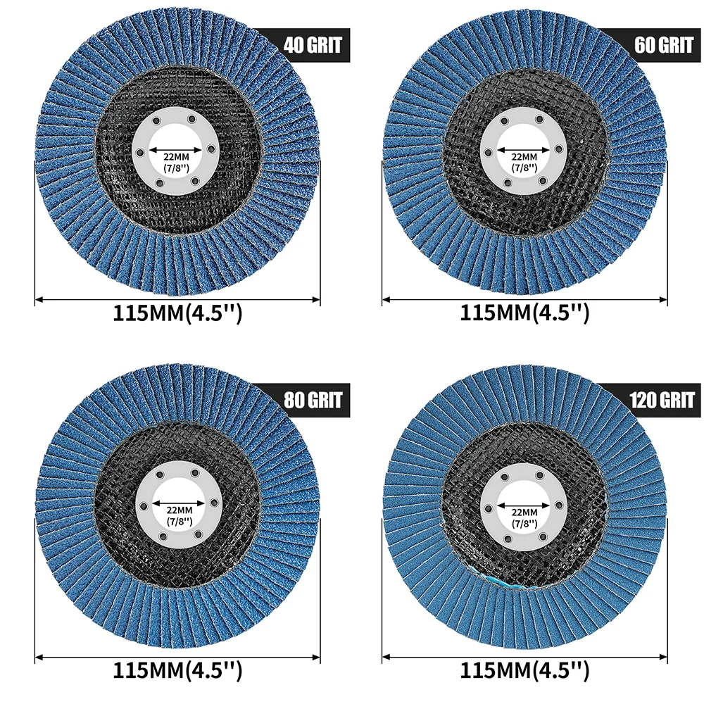 1–10 Stück Fächerscheiben, 4,5 Zoll Winkelschleifer, Schleifscheiben, Körnung 40/60/80/120, für Metall, Kunststoff, Holz, Entfernung, Schleifpolieren – Detail 2