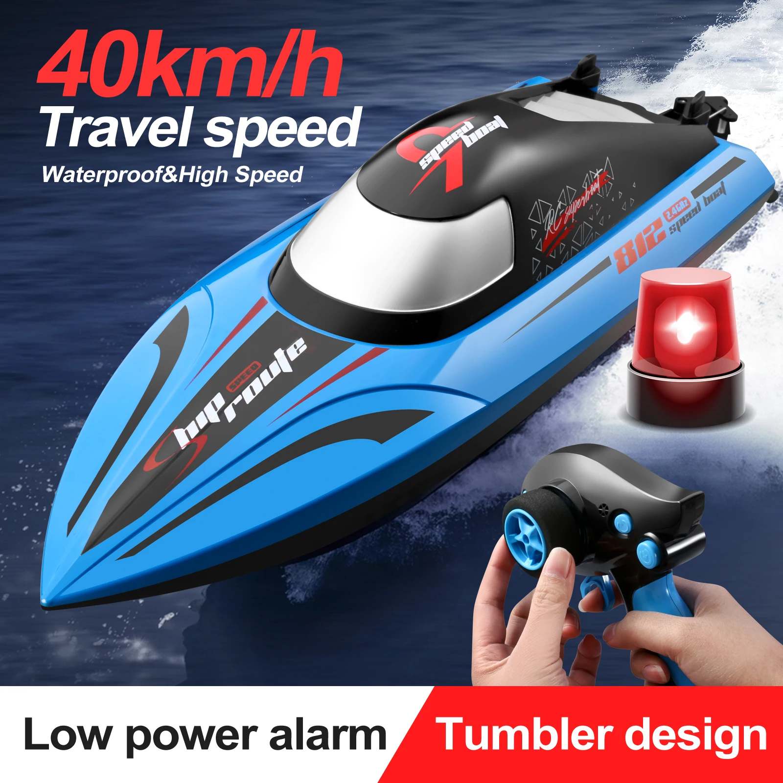 Rc Boats 40 Km/h 2.4G Dual Motor Upgrade Remote Control High Efficiency Speed Paired Waterproof Provides Rc Speed Boat for Boy 4