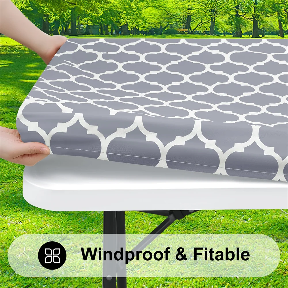 Rectangle Table Cloth Waterproof Elastic Fitted Table Covers For 4 Foot Tables Wipeable Tablecloth Camping Indoor Outdoor rectangular tablecloth table cloth