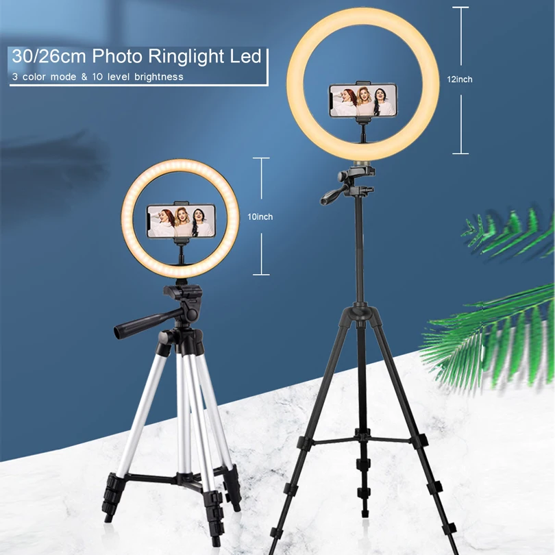 

30cm 26cm Selfie Ring Light Photo Ringlight Led Phone Remote Lamp Photography Lighting With Tripod Stand Holder Youtube Video