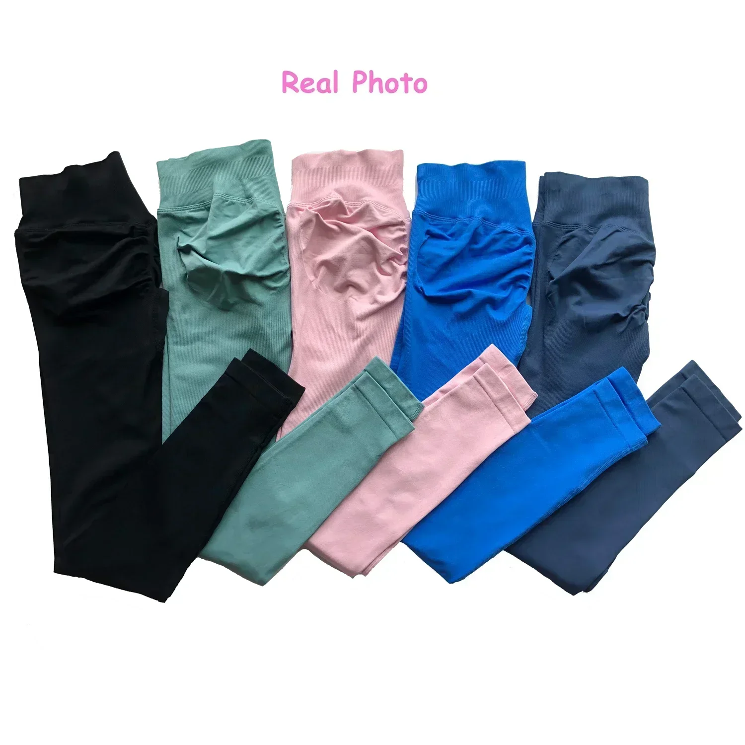 Impact Women's Sports Leggings Scrunch Bum Seamless Yoga Pants Workout Gym Low Ribbed Band Fitness Butt Lifting Tights