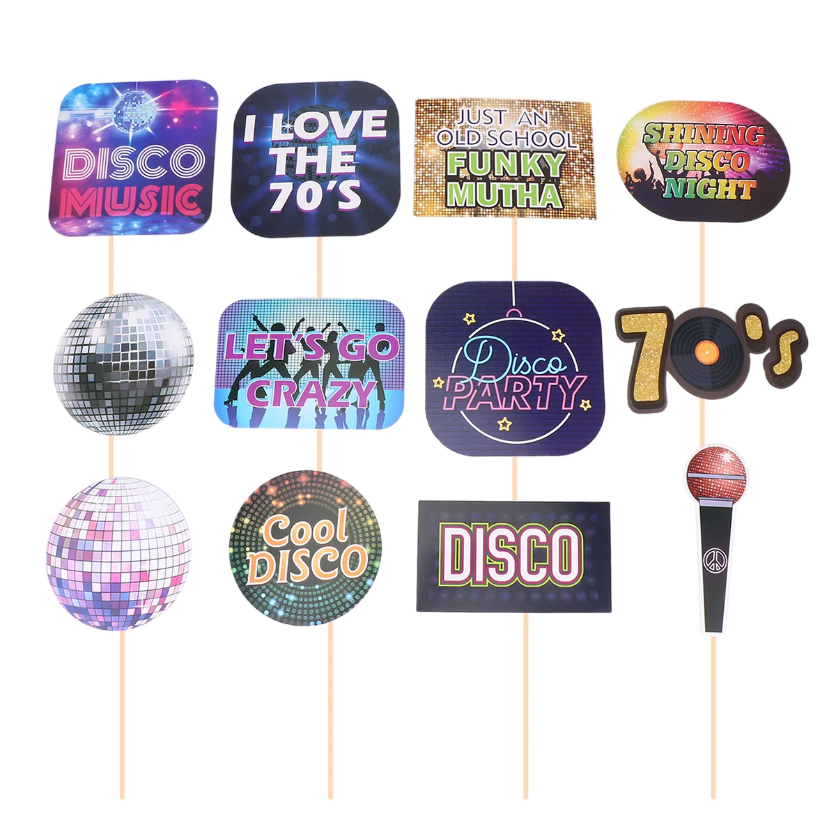 12 70S Discoteca Cupcake Topper Discoteca Cake Topper 70S Discoteca Decorazione Torta Discoteca Photo Booth Febbre Rifornimenti Del Partito