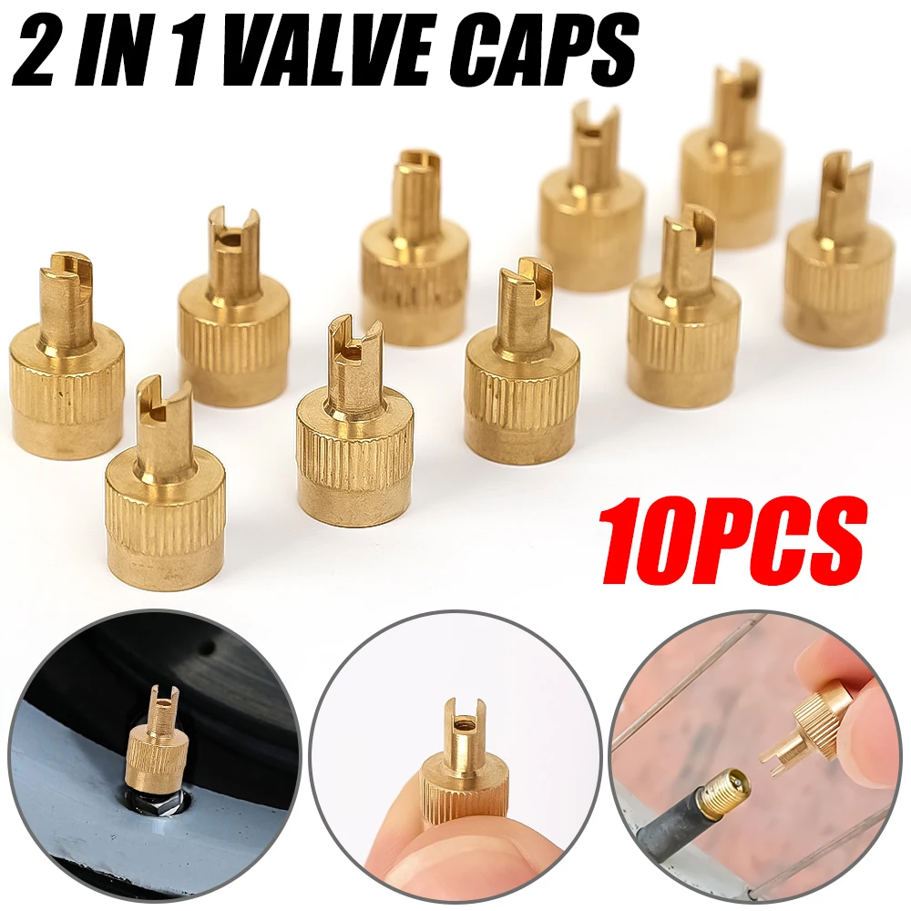 

Car Tire Valve Stem Cap Copper Slotted Head Stem Prevent Air Leaks And Dust Full Copper Tire Valve Repair Auto Parts Accessories
