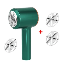 Rechargeable Electric Fabric Shaver & Lint Remover (Green 3 blades)