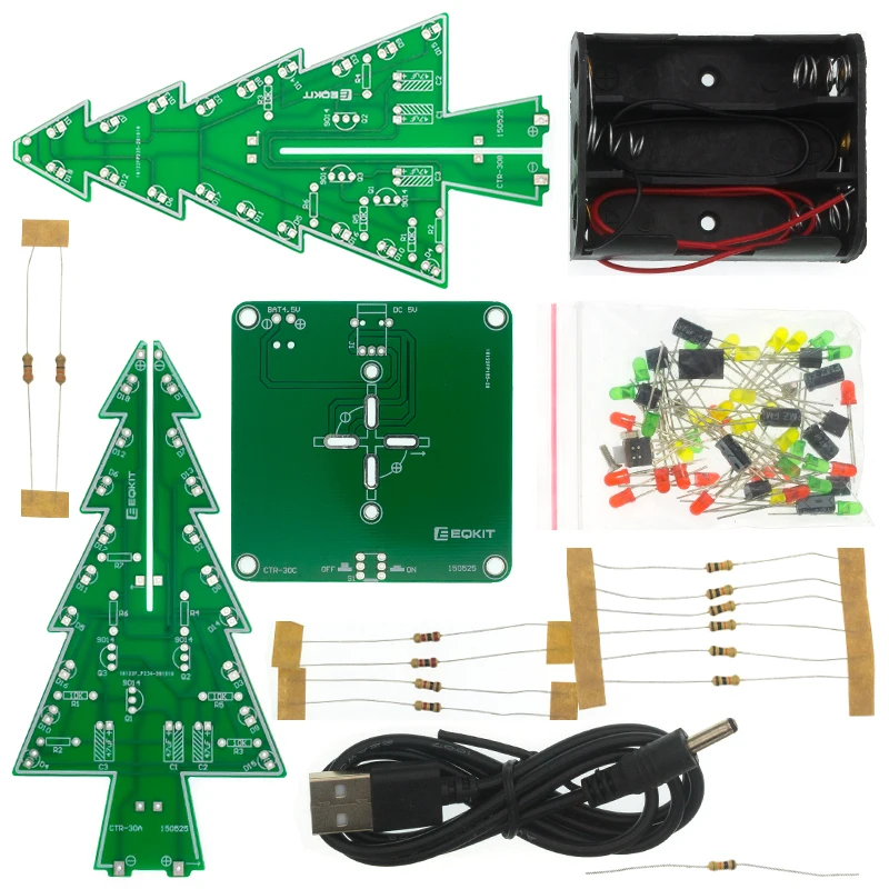 Тривимірна 3D різдвяна ялинка LED DIY Kit Red/Green/Yellow LED Flash Circuit Kit Electronic Fun Suite YANXD