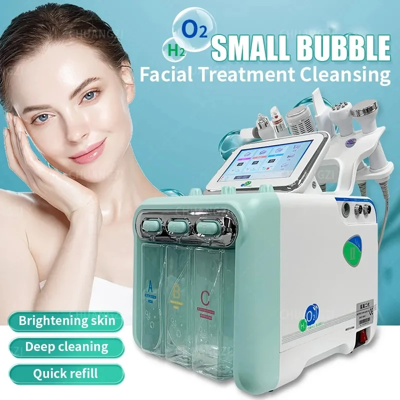 

6 in 1 Hydra Dermabrasion Beauty Machine H2o2 Small Bubble Peeling Cleansing Facial Care Machine