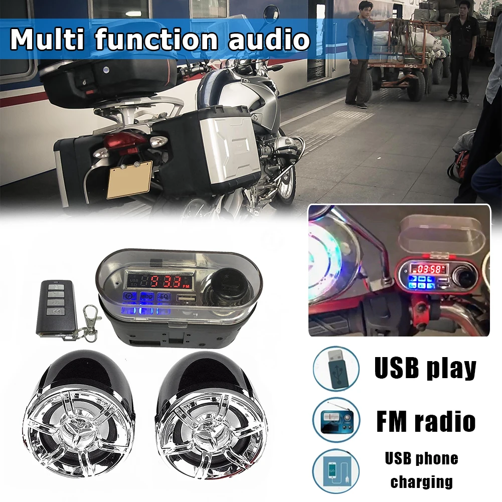 야외 개인용 오토바이용 HY-007 마이크 TF 라디오 USB 충전기가 포함된 오토바이 블루투스 호환 스피커 오디오 시스템