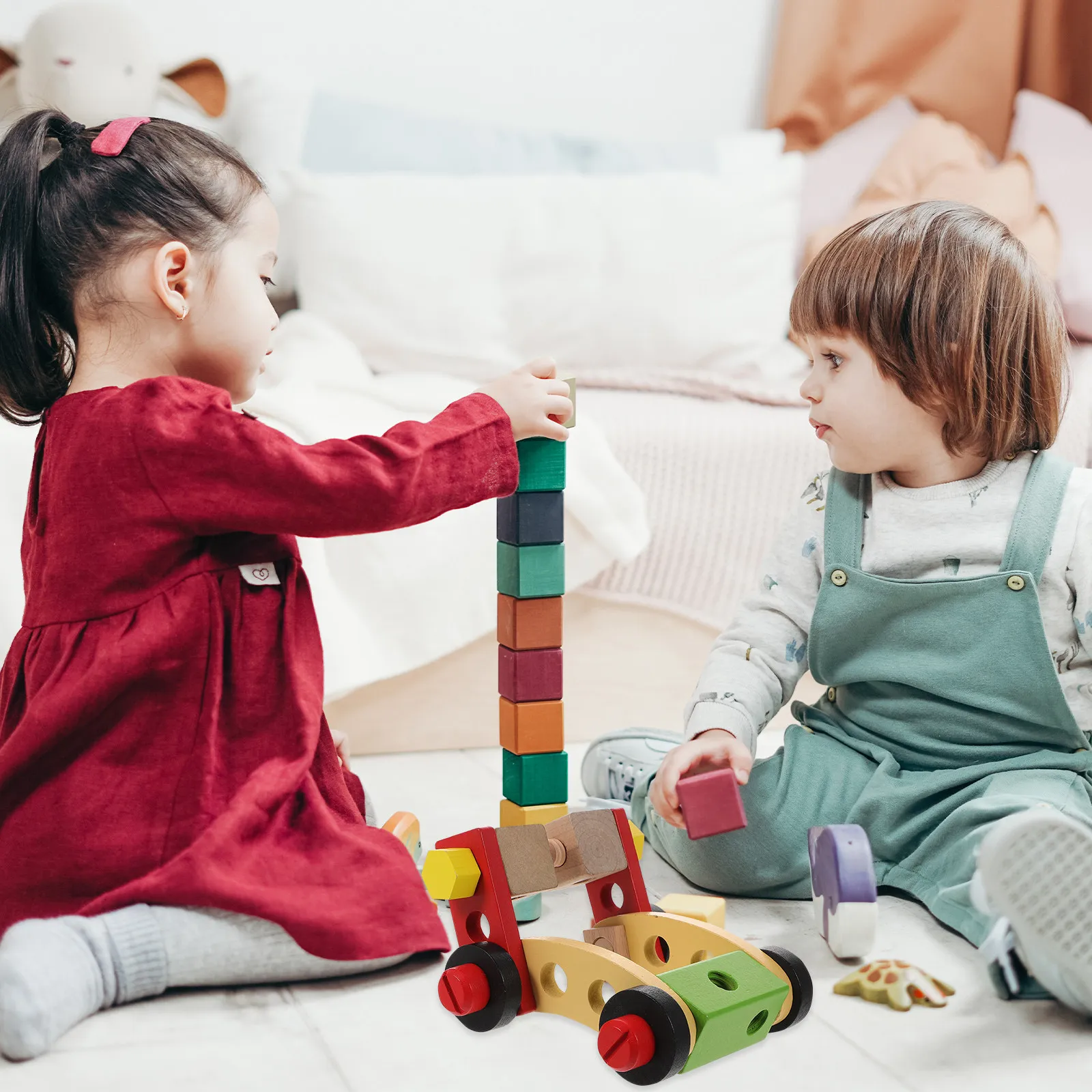 1 세트 나무 DIY 조립 자동차 어린이를위한 창의적 교육용 경량 DIY 조립 나무 자동차 손과 눈의 협응력 향상