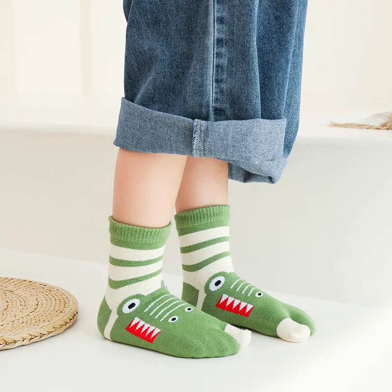 3-12T Cute Boys Girls Two Toed Tabi Socks Kids Cartoon Animals Printed Pure Cotton Short Socks Split Thumb Toe Socks 6