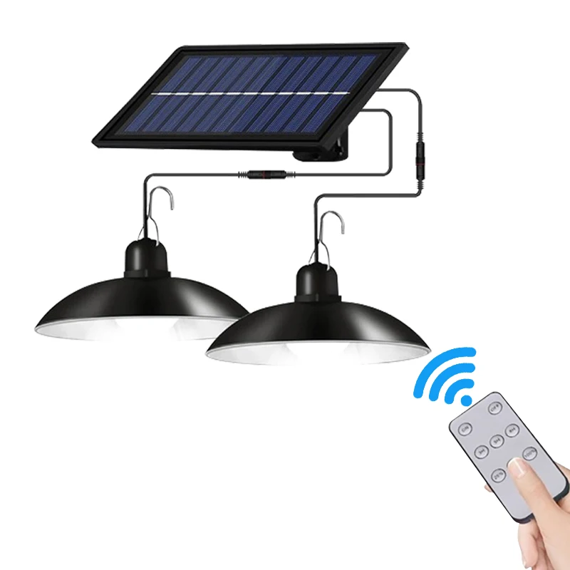 1/2 Head Solar Chandelier Waterproof Remote 3-Speed Adjustment LED Lamp Outdoor Save-Energy Lighting Pendant Light Yard Garden solar pathway lights Solar Lamps