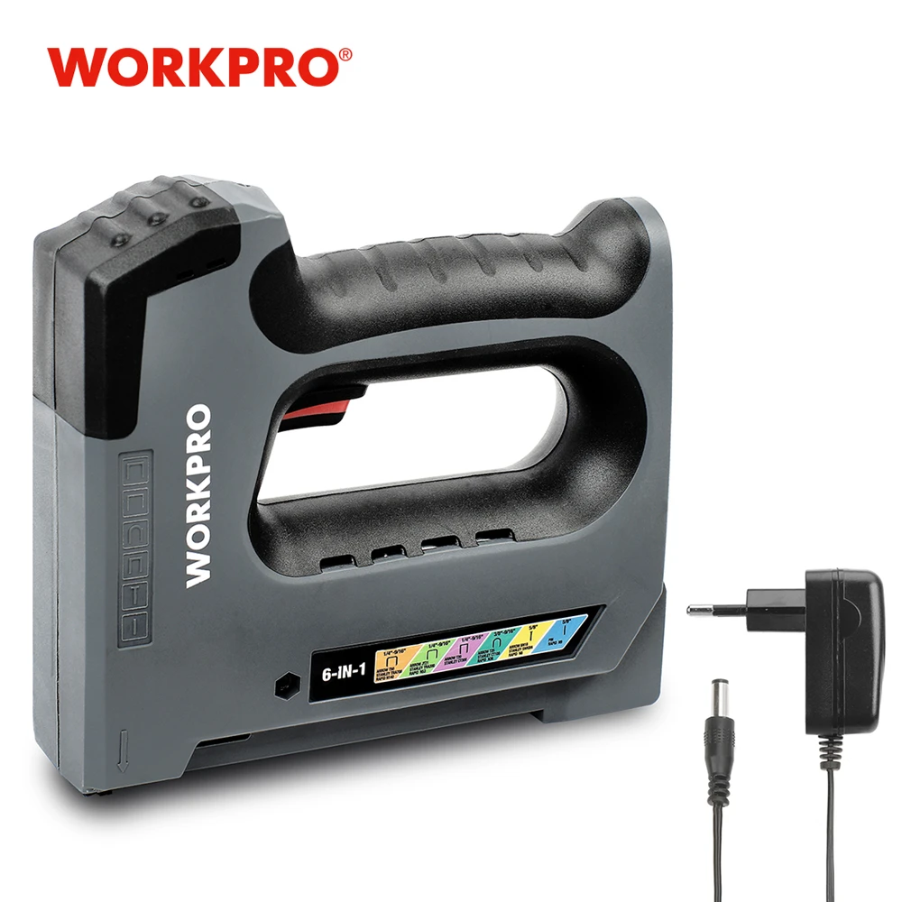 WORKPRO 6 In1 3.6V Heavy Duty Staple Gun Rechargeable Cordless Tacker
