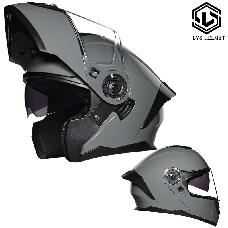 thumbnail image 1 of Casco modular de carreras con doble lente abatible, unisex, estándar para motocicleta, 1 of 5