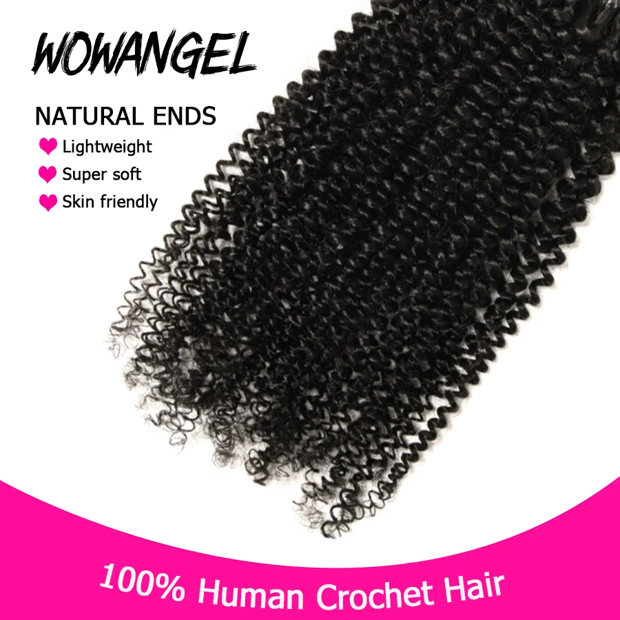 Afro Kinky Curly Crochet Braiding Human Hair Tight Curly Pre-Separated Knotless Feather Crochet Human Hair Extensions With Loop 5