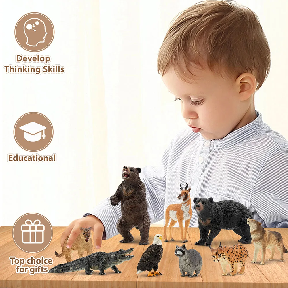 Toymany Simulation American Bison Wildlife Tiermodell Spielzeug Minifiguren Puppen Actionfiguren Spielzeug für Kinder Geschenk Kuchen Deko – Detail 12