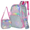 New School Backpack Girls 16 Inch Girls Backpack Sequin Backpack with Lunch Box Backpack Women Girls School Supplies Set Bags 6