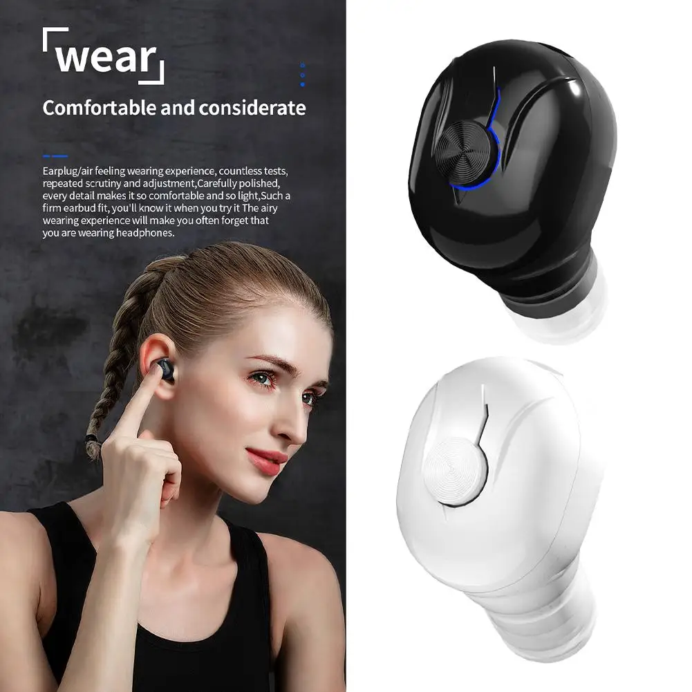 Portable Wireless Bluetooth Earphone Headset Single In Ear Earbuds With Mic 18D High Quality Mono Headset 8H Music Time