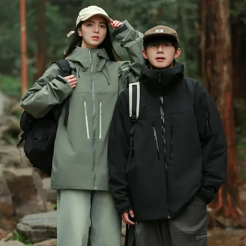 Outdoor Single-layer Hard Shell Assault Suit Couple's Windproof Waterproof Jacket Trekking Camping Travel Climbing Hiking Suit