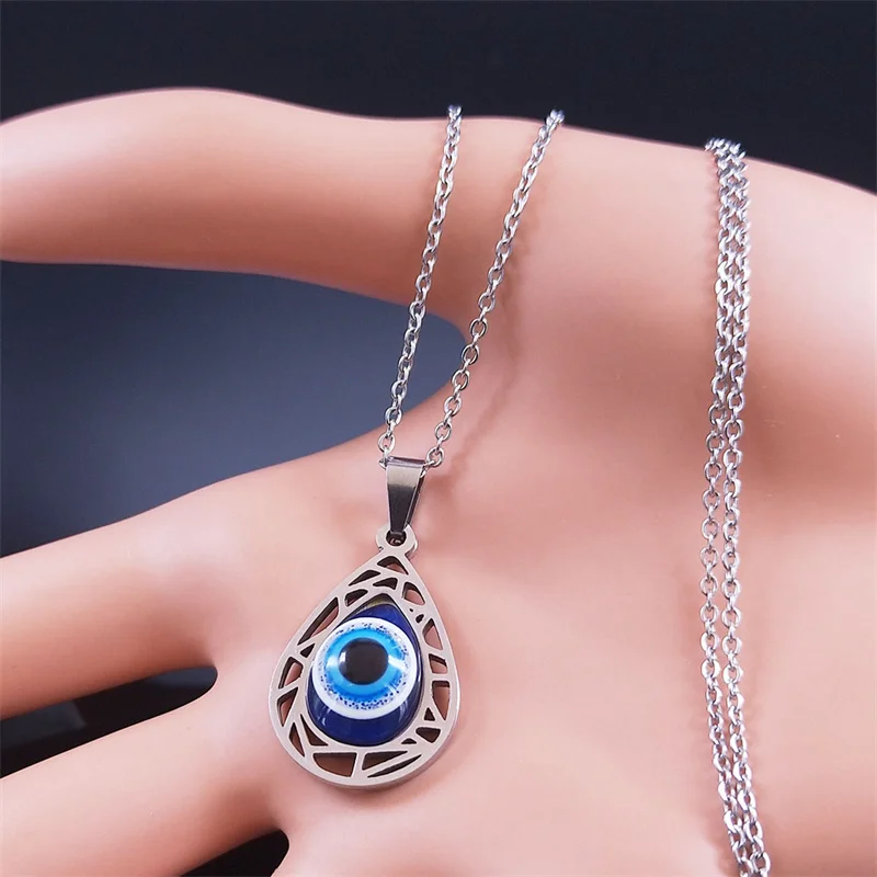 Collana Con Ciondolo Con Ciondolo Malocchio Blu In Argento