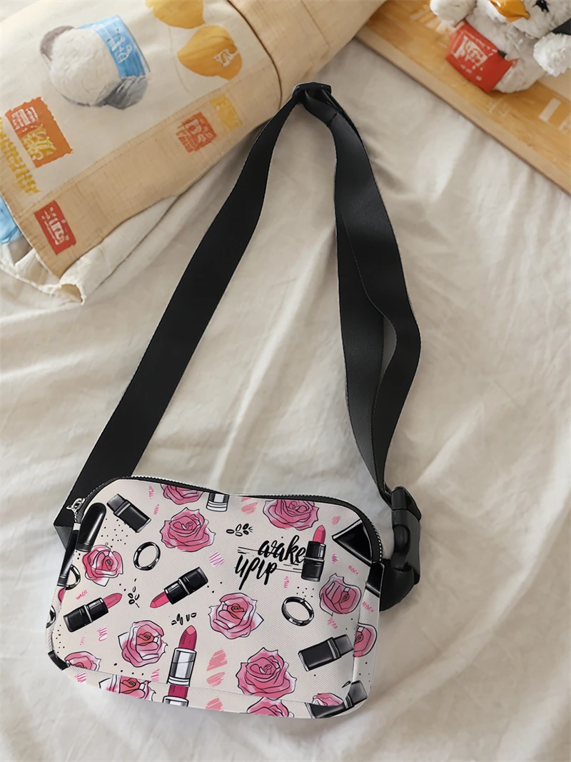 1pc,lipstick graffiti fashionable adjustable crossbody bag, neutral sports waist bag, suitable for running