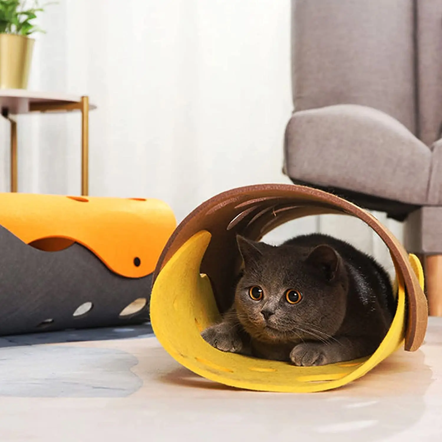 Pet Bed Cat Tunnels Bed Foldable Tunnel Tube with Holes DIY Cats Play Mat Activity Rug Toy
