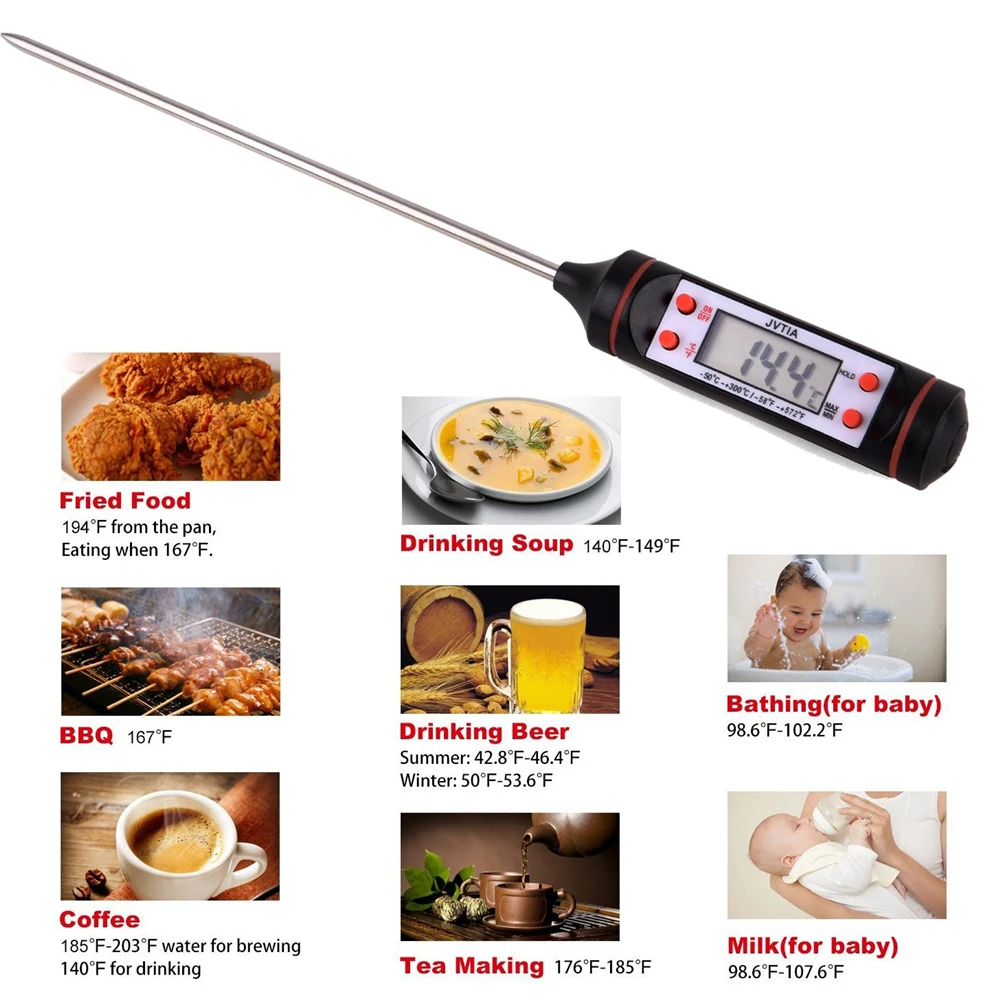 Digital Thermometer Meat Cooking Food Kitchen BBQ Probe Water Milk Oil Liquid Oven Digital Temperature Sensor Meter Thermocouple