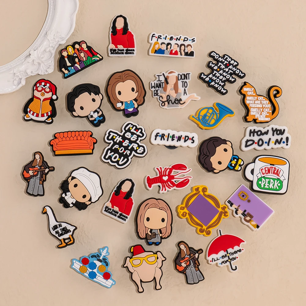 PVC 친구 신발 참 샹들러 레이첼 신발 장식, 남녀공용 정원 샌들 액세서리, ..