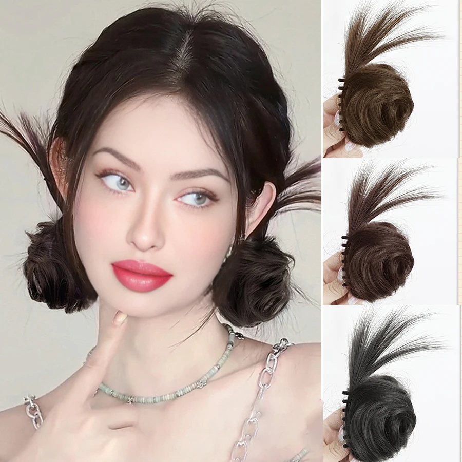 

Clip Type Double Meatball Hair Clip One-piece Hot Girl Shuttlecock Hair Clip 2023 New Meatball Head Wig