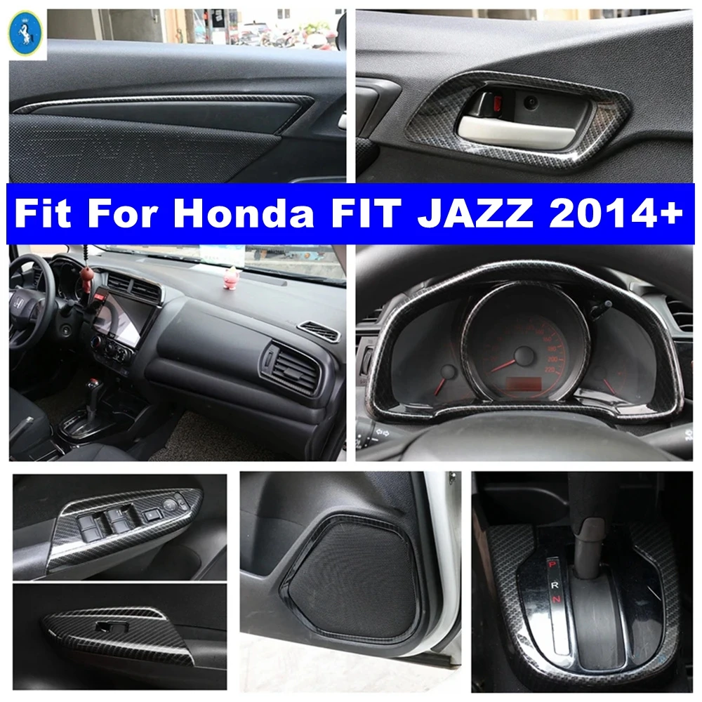 

Carbon Fiber Window Glass Lift / Gear Shift Box / Dashboard Frame Cover Trim For Honda FIT JAZZ 2014 - 2020 Interior Accessories