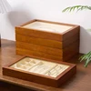 MISHITU Solid Wood Jewelry Storage Box Earrings Necklace Pendant Ring Window Display Box Organizer Jewelry Display Storage Trays 3