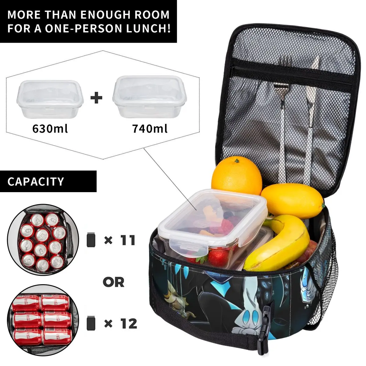 Insulated Lunch Tote Bag Cookie Run Kingdom Shadow Milk Cookie Product Food Box INS Trendy Cooler Thermal Bento Box For Travel