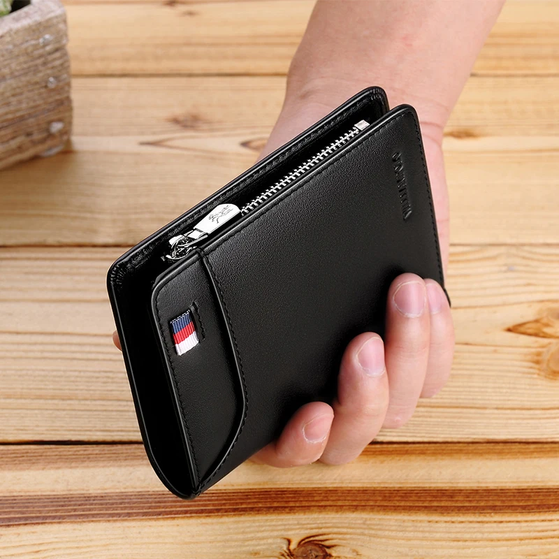 Men Short Wallet Luxury Genuine Leather Wallet For Men Women Purse Standard Card Holders High Quality Zipper Wallets 3