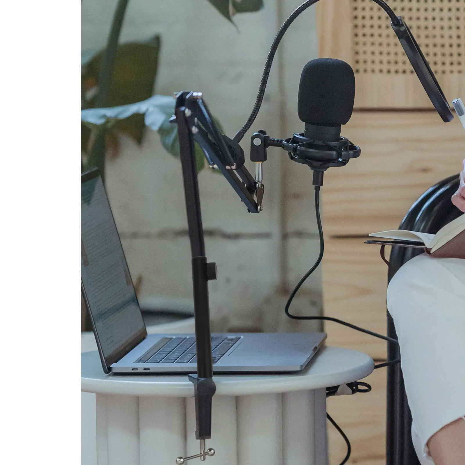 헤비 듀티 알루미늄 마이크 연장봉 (마이크 스탠드 붐 암 데스크 마운트 스트리밍 녹음용, 높이 조절 가능)