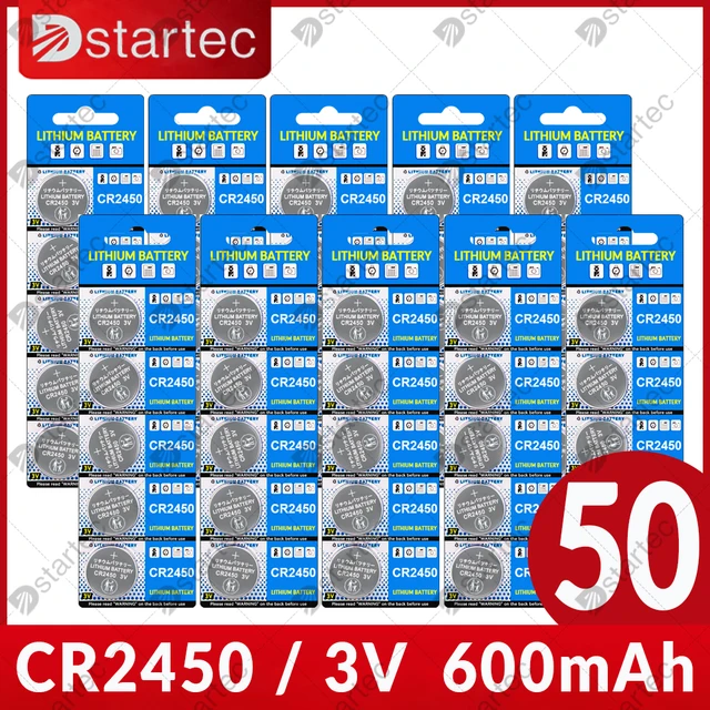 CR2450 Lot de 6 piles bouton au lithium 3 V CR 2450