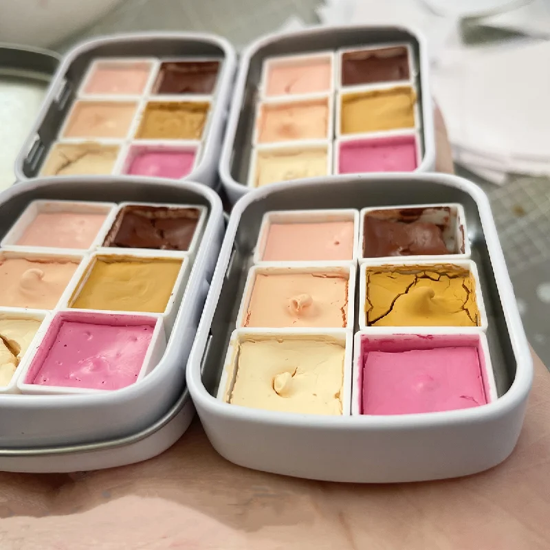 1ml/2ml Watercolor Skin Tone Solid Small Grid Divided Paint Set DIY Hand-painted Watercolor Painting Nail Color Acrylic Paint