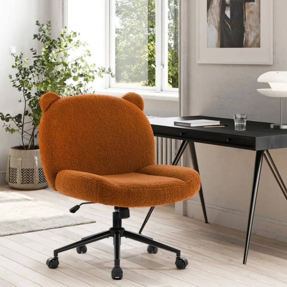 Armless Office Desk Chair with Wheels,Ergonomic Criss Cross Legged Computer Chair with Fabric Padded 6