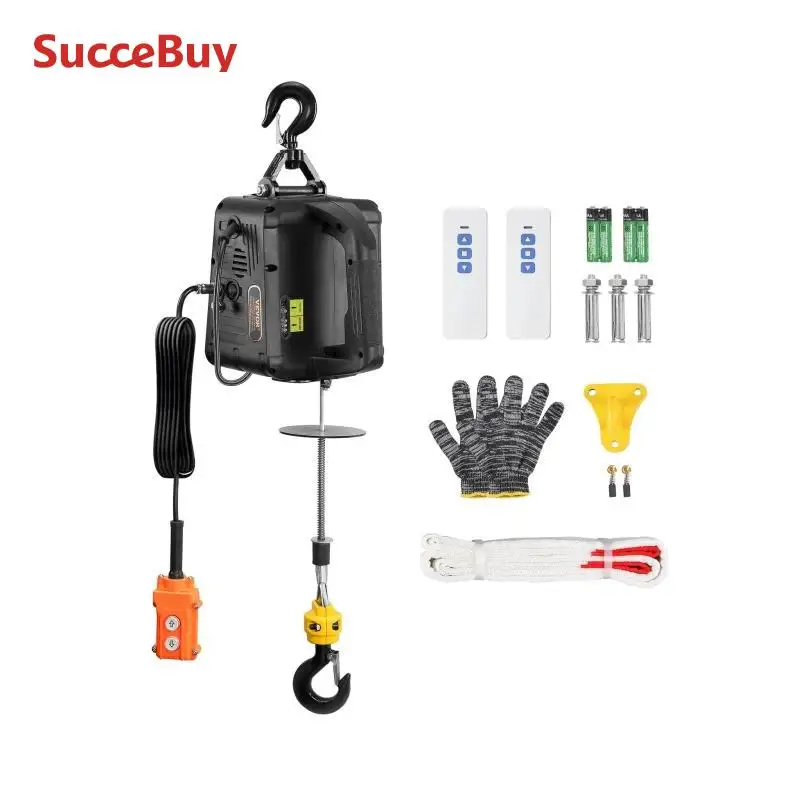 Electric Hoist Winch 1100lbs 3-in-1 Manual/Wired/Wireless 22.9ft Lifting Height Overload Protection Portable Power Crane