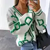 Faion Letter Cardigan Sweater Knit Women Coat Warmth V-ne Long Sve Button-up Regular Fit Knitted Outerwear