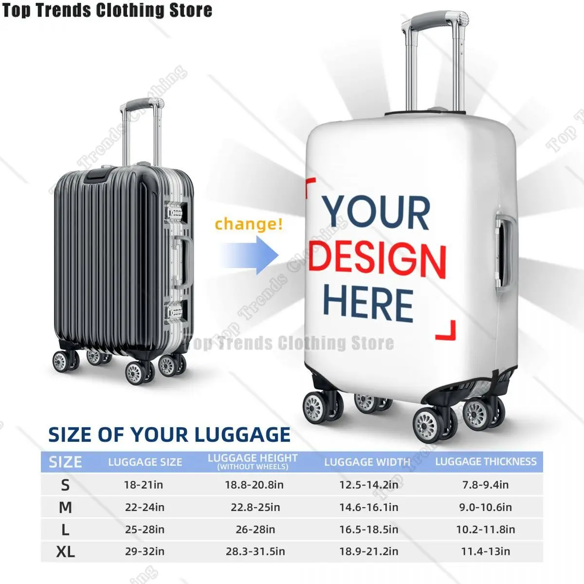 Customize Luggage Cover Elastic Your Design Here Travel Suitcase Protective Covers Suit For 18-32 inch