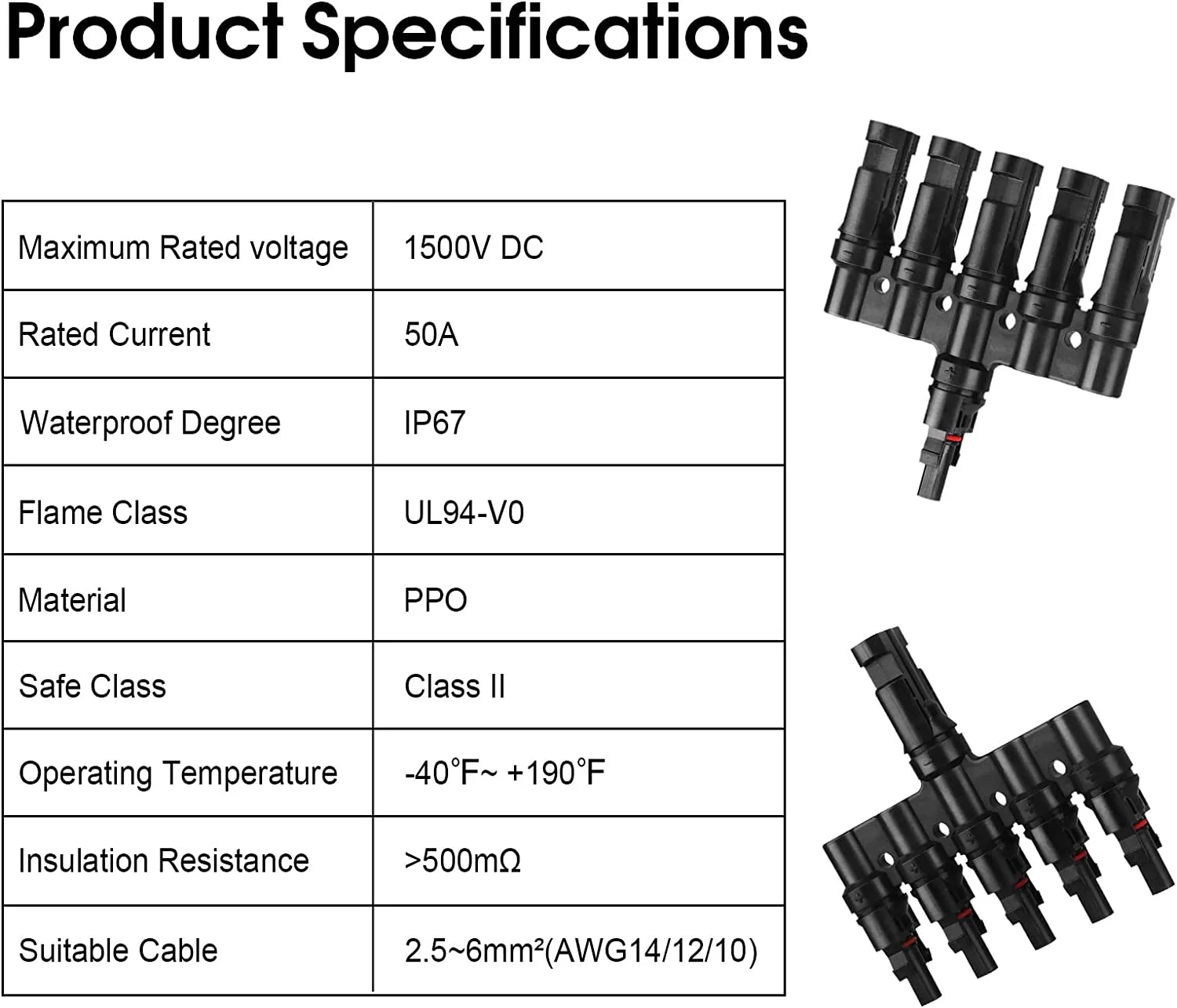 2/3/4/5/6IN 1OUT Solar Energie Adapter 2T 3T 4T 5T 6T Männlich Weiblich Solar PV T Zweig Anschlüsse Solar Panel Kabel Splitter Koppler – Detail 13